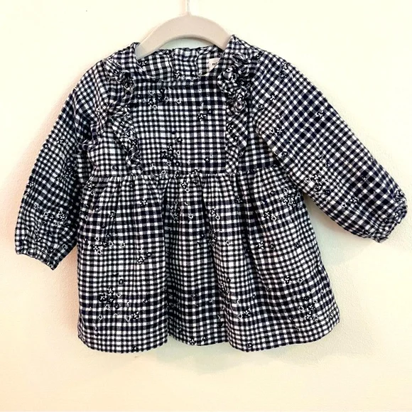 Miles The Label Dresses | Miles The Label Girls' Flannel Navy and White Dress 9M | Color: Blue/White | Size: 6-9mb
